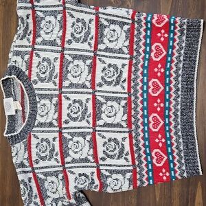 Vintage Rose & Heart Patterned Sweater